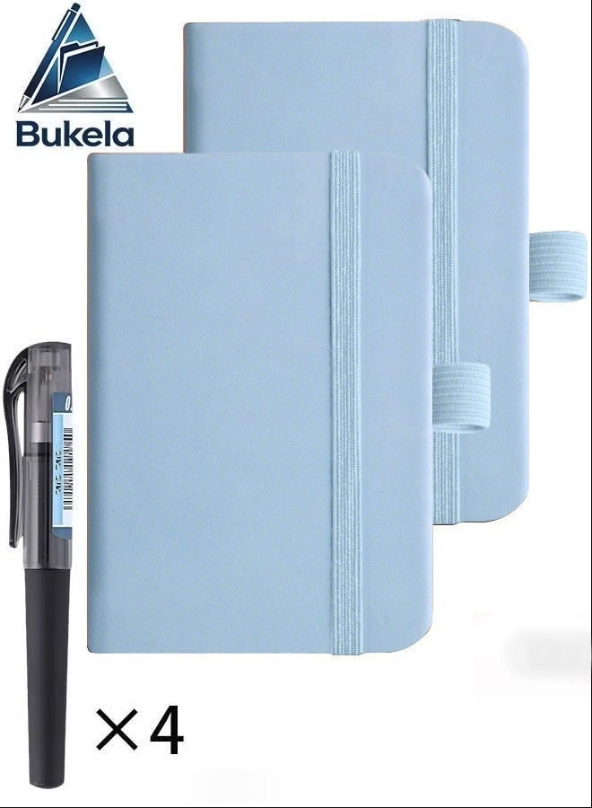 Bukela 2 Pack Pocket Notebook, Small Notebook with 4 Pen, Size Journal Hardcover Notebook, Total 400 Pages,11cm×8cm Journal Notebook, Blue - Image 1